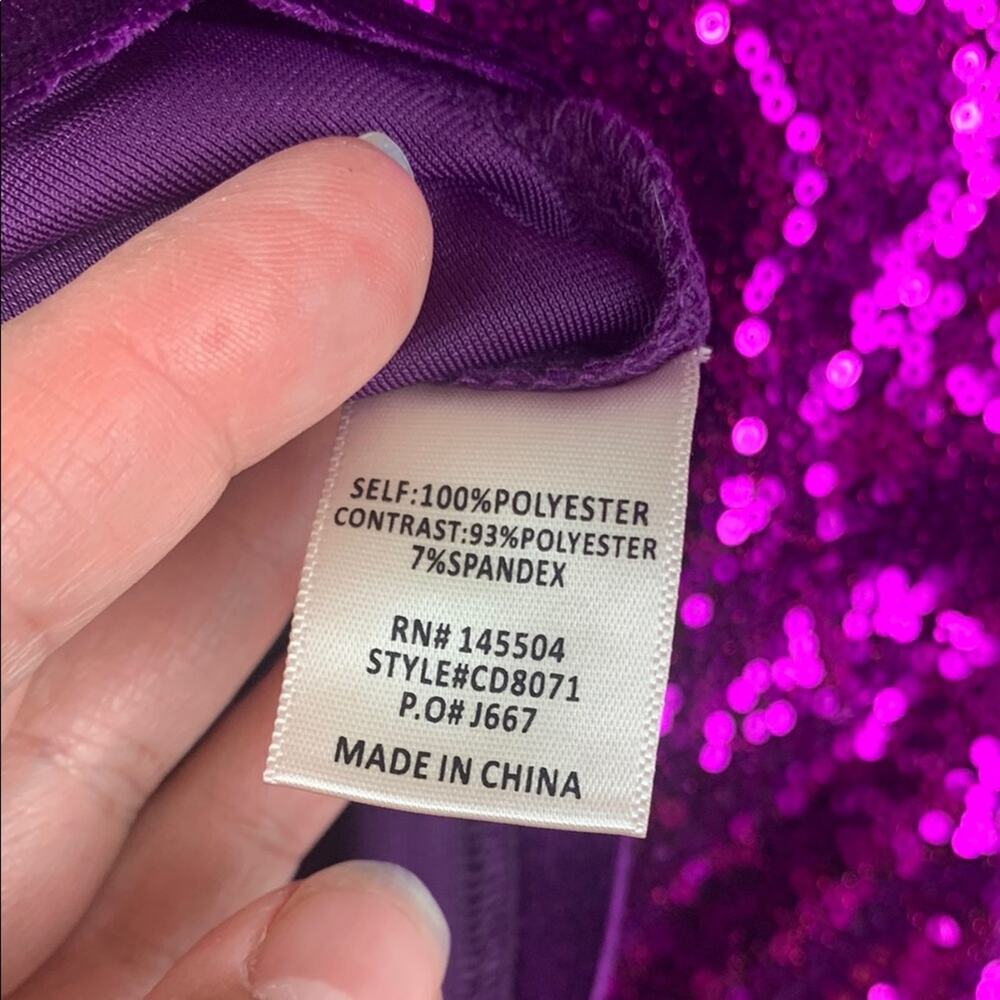Capsulle size small Purple Sequin velour mini Dress party night boutique - Picture 10 of 12